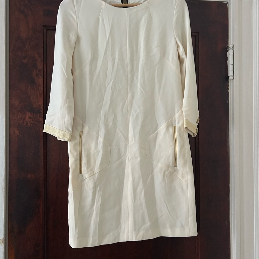 Elegant Rag and Bone Ivory leather accent Sheath Dress